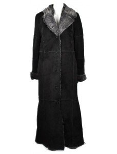 Дълго черно велурено палто Derhy